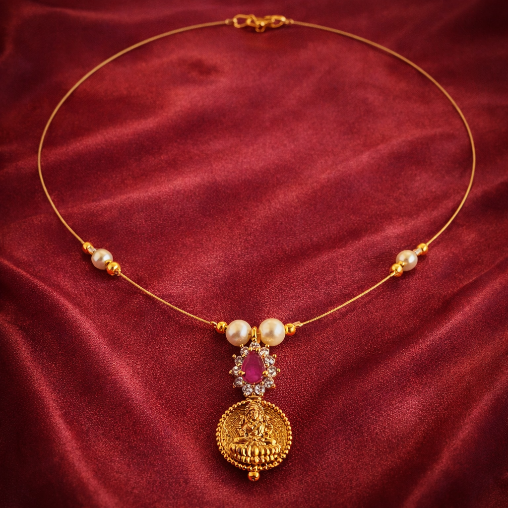 Divine Lakshmi Pearl Pendant Necklace