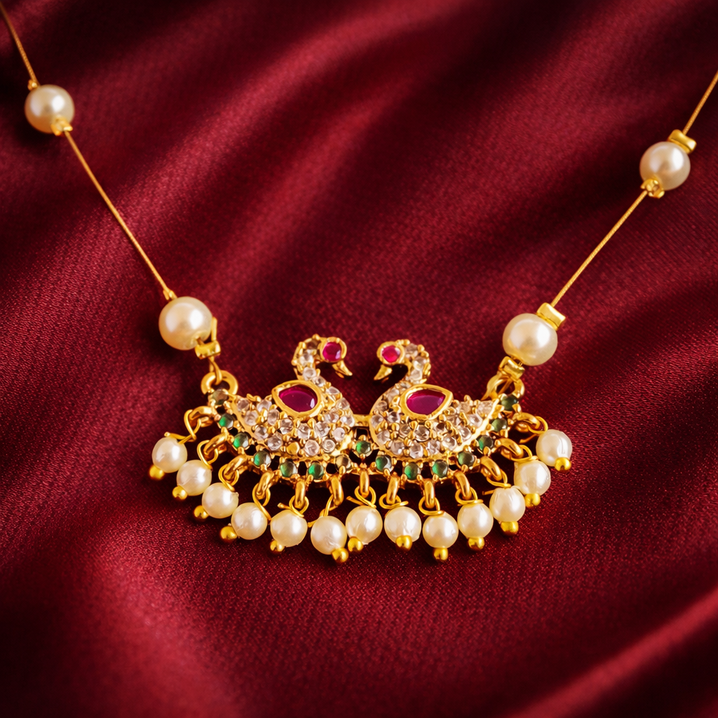 Royal Swan Pearl Pendant Necklace